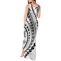 Polynesian Pride Tank Maxi Dress Turtle Hibiscus Luxury Style - White LT7 - Polynesian Pride