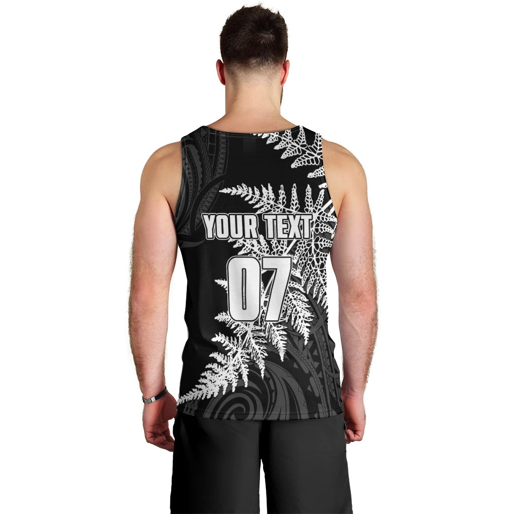 Personalised New Zealand Rugby Men Tank Top World Cup 2023 Silver Fern Champions LT7 - Polynesian Pride