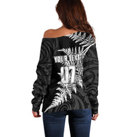 Personalised New Zealand Rugby Off Shoulder Sweater World Cup 2023 Silver Fern Champions LT7 - Polynesian Pride