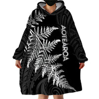 Personalised New Zealand Rugby Wearable Blanket Hoodie World Cup 2023 Silver Fern Champions LT7 - Polynesian Pride