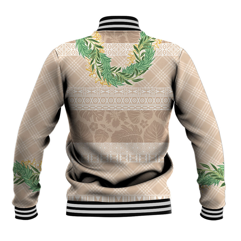 Hawai'i Paniolo Maile Twisted Lei Baseball Jacket Almond Brown LT7 - Polynesian Pride