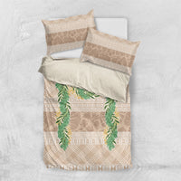 Hawai'i Paniolo Maile Twisted Lei Bedding Set Almond Brown LT7 US Twin 172cm x 218cm Brown - Polynesian Pride
