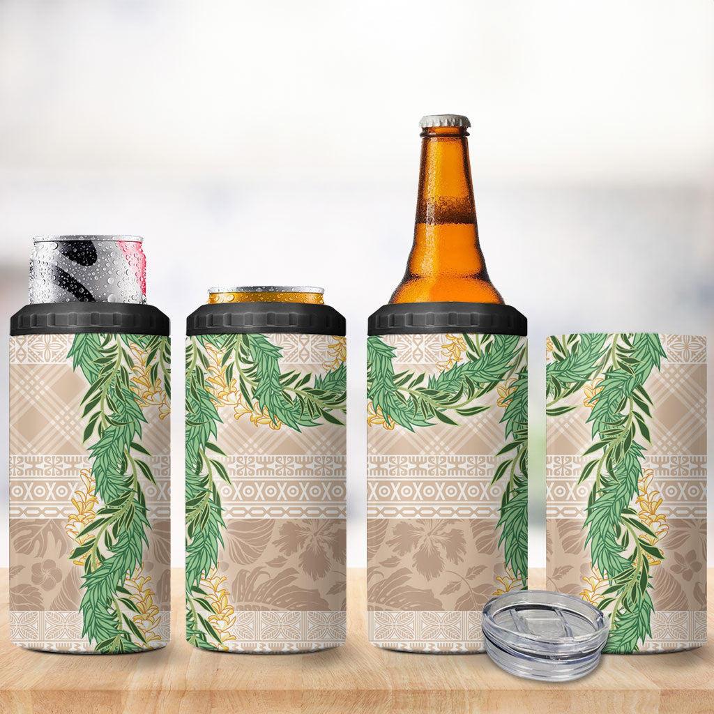 Hawai'i Paniolo Maile Twisted Lei 4 in 1 Can Cooler Tumbler Almond Brown LT7 - Polynesian Pride