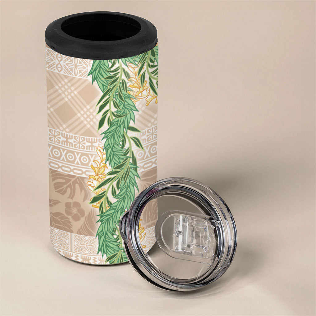 Hawai'i Paniolo Maile Twisted Lei 4 in 1 Can Cooler Tumbler Almond Brown LT7 - Polynesian Pride