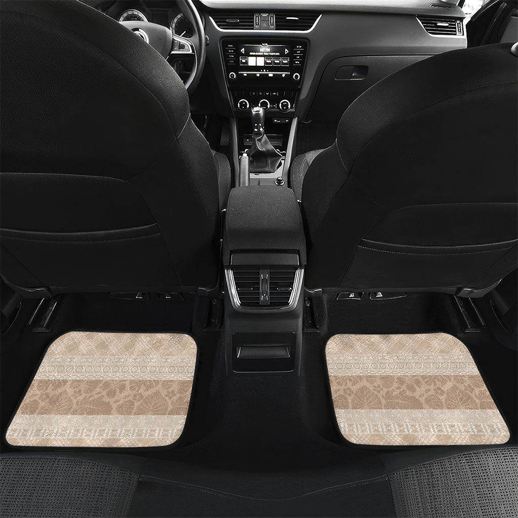 Hawai'i Paniolo Maile Twisted Lei Car Mats Almond Brown LT7 Set 2pcs - Back Brown - Polynesian Pride