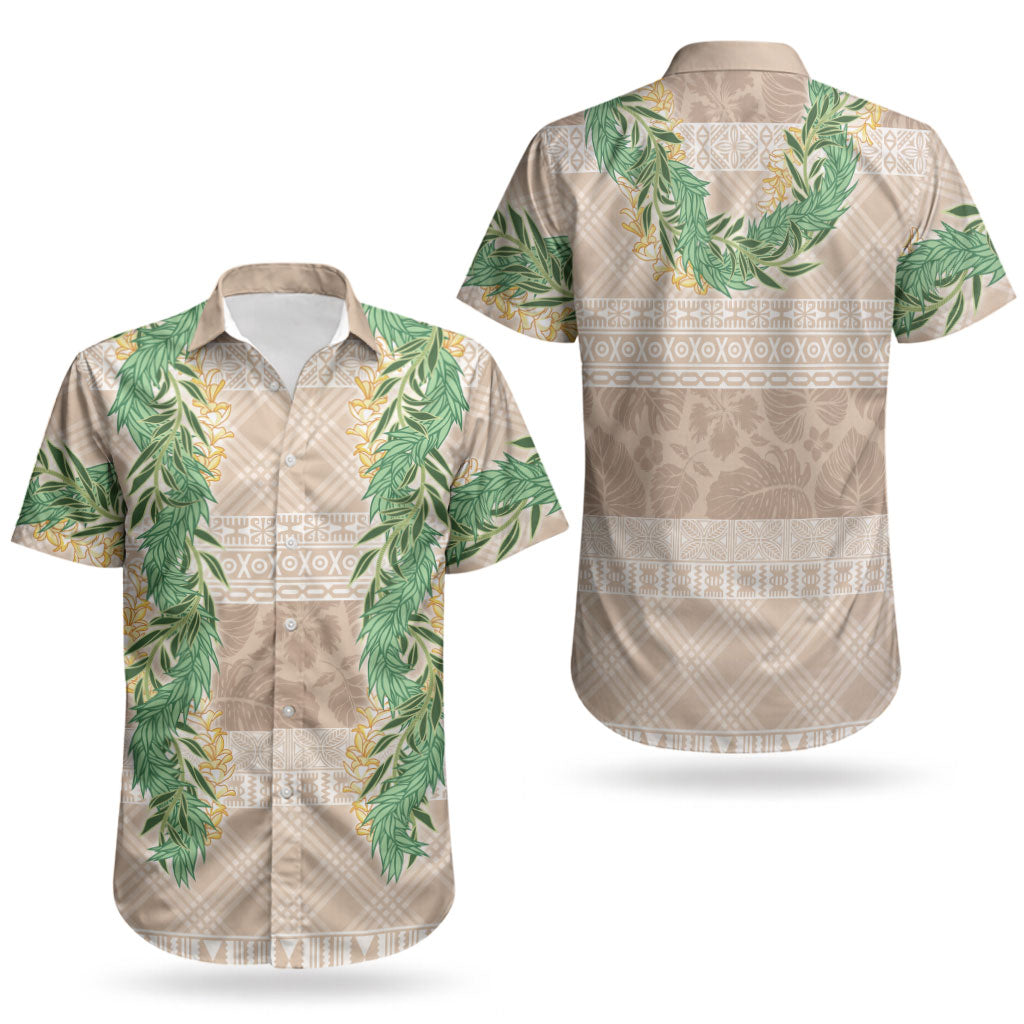 Hawai'i Paniolo Maile Twisted Lei Couples Matching Mermaid Dress and Hawaiian Shirt Almond Brown LT7 - Polynesian Pride