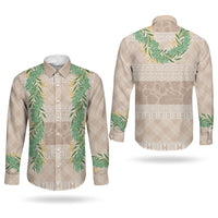 Hawai'i Paniolo Maile Twisted Lei Couples Matching Mermaid Dress and Long Sleeve Button Shirt Almond Brown LT7 - Polynesian Pride