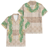 Hawai'i Paniolo Maile Twisted Lei Family Matching Long Sleeve Bodycon Dress and Hawaiian Shirt Almond Brown LT7 Dad's Shirt - Short Sleeve Brown - Polynesian Pride