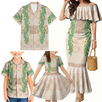 Hawai'i Paniolo Maile Twisted Lei Family Matching Mermaid Dress and Hawaiian Shirt Almond Brown LT7 - Polynesian Pride