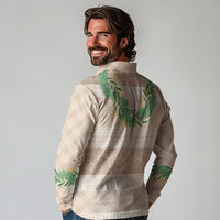 Hawai'i Paniolo Maile Twisted Lei Long Sleeve Polo Shirt Almond Brown LT7 - Polynesian Pride