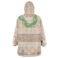 Hawai'i Paniolo Maile Twisted Lei Wearable Blanket Hoodie Almond Brown LT7 - Polynesian Pride