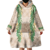 Hawai'i Paniolo Maile Twisted Lei Wearable Blanket Hoodie Almond Brown LT7 - Polynesian Pride