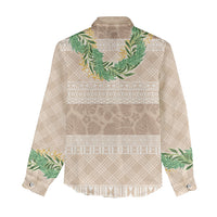 Hawai'i Paniolo Maile Twisted Lei Women Casual Shirt Almond Brown LT7 - Polynesian Pride
