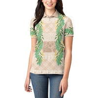 Hawai'i Paniolo Maile Twisted Lei Women Polo Shirt Almond Brown LT7 - Polynesian Pride