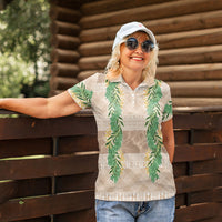 Hawai'i Paniolo Maile Twisted Lei Women Polo Shirt Almond Brown LT7 - Polynesian Pride