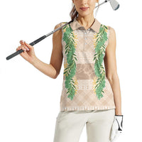 Hawai'i Paniolo Maile Twisted Lei Women Sleeveless Polo Shirt Almond Brown LT7 - Polynesian Pride