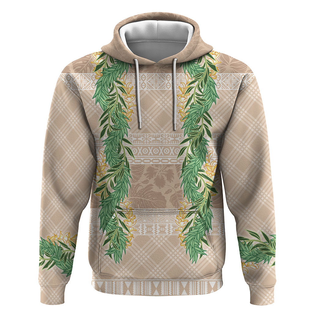 Hawai'i Paniolo Maile Twisted Lei Zip Hoodie Almond Brown LT7 Pullover Hoodie Brown - Polynesian Pride