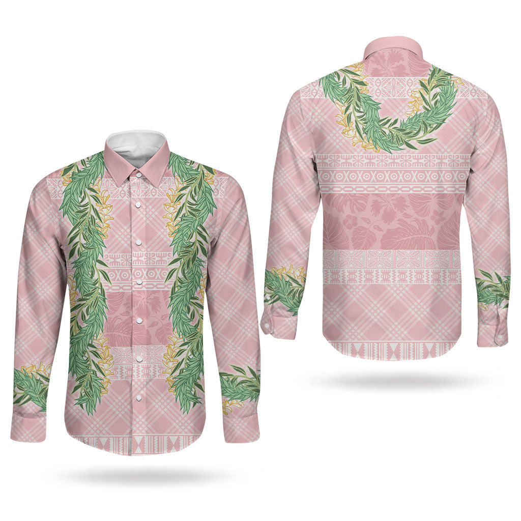 Hawai'i Paniolo Maile Twisted Lei Couples Matching Off Shoulder Short Dress and Long Sleeve Button Shirt Dusty Rose LT7 - Polynesian Pride