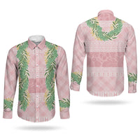 Hawai'i Paniolo Maile Twisted Lei Couples Matching Off Shoulder Short Dress and Long Sleeve Button Shirt Dusty Rose LT7 - Polynesian Pride