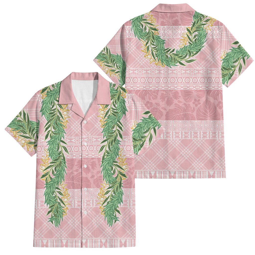 Hawai'i Paniolo Maile Twisted Lei Family Matching Off Shoulder Maxi Dress and Hawaiian Shirt Dusty Rose LT7 Dad's Shirt - Short Sleeve Dusty Rose - Polynesian Pride