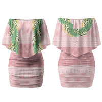 Hawai'i Paniolo Maile Twisted Lei Family Matching Off Shoulder Short Dress and Hawaiian Shirt Dusty Rose LT7 Mom's Dress Dusty Rose - Polynesian Pride