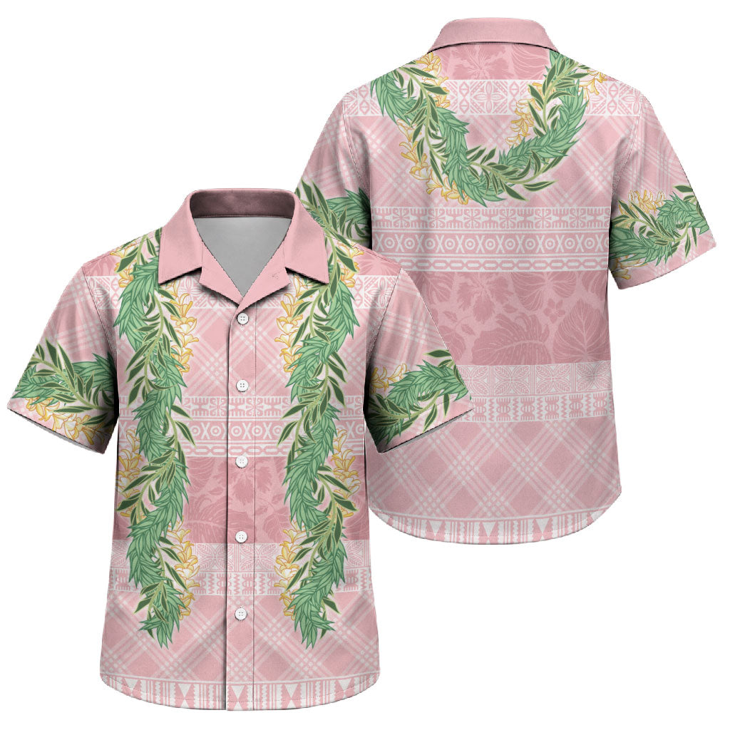 Hawai'i Paniolo Maile Twisted Lei Family Matching Off Shoulder Short Dress and Hawaiian Shirt Dusty Rose LT7 Son's Shirt Dusty Rose - Polynesian Pride