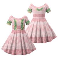 Hawai'i Paniolo Maile Twisted Lei Family Matching Summer Maxi Dress and Hawaiian Shirt Dusty Rose LT7 Daughter's Dress Dusty Rose - Polynesian Pride