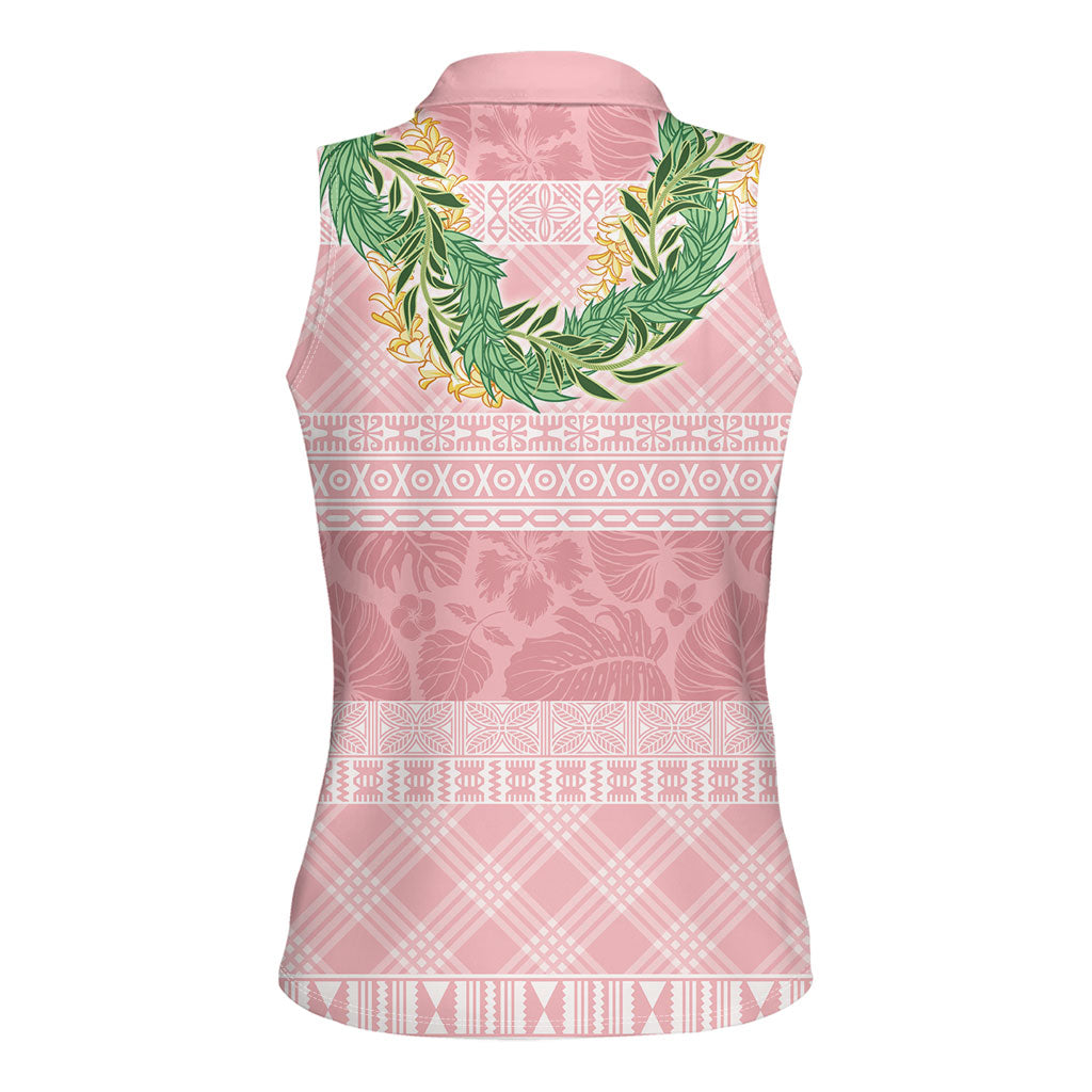 Hawai'i Paniolo Maile Twisted Lei Women Sleeveless Polo Shirt Dusty Rose LT7 - Polynesian Pride