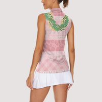 Hawai'i Paniolo Maile Twisted Lei Women Sleeveless Polo Shirt Dusty Rose LT7 - Polynesian Pride
