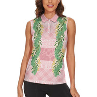 Hawai'i Paniolo Maile Twisted Lei Women Sleeveless Polo Shirt Dusty Rose LT7 - Polynesian Pride