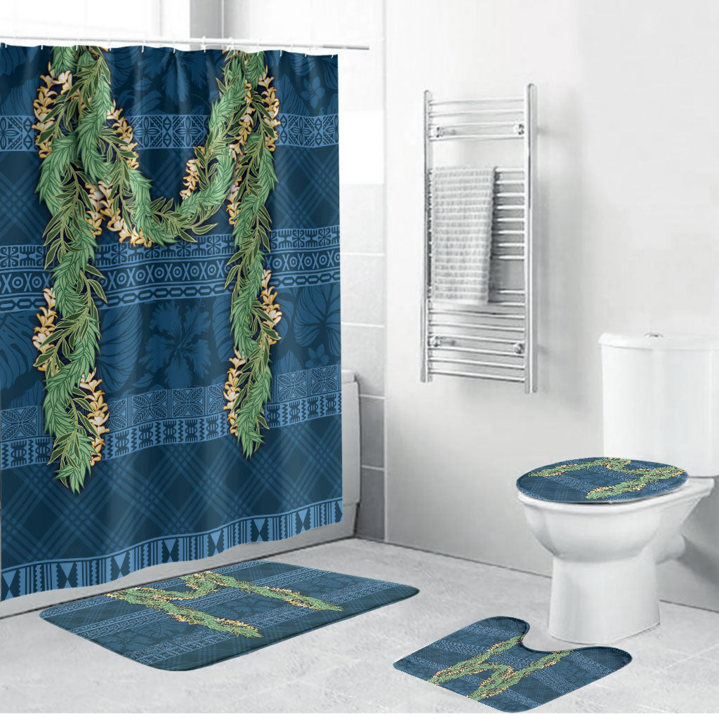 Hawai'i Paniolo Maile Twisted Lei Bathroom Set Cobalt Blue LT7 Bathroom Set (4 pcs) Cobalt Blue - Polynesian Pride