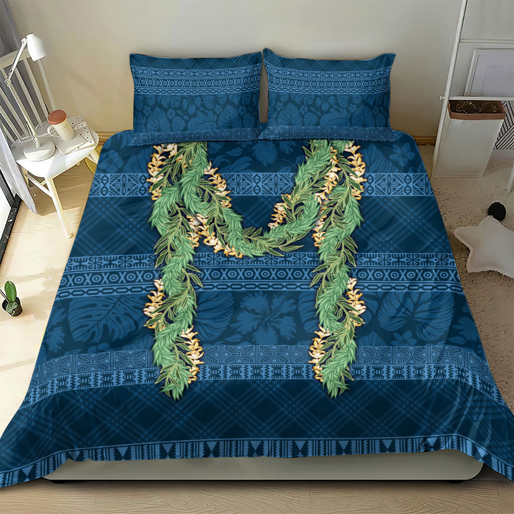 Hawai'i Paniolo Maile Twisted Lei Bedding Set Cobalt Blue LT7 - Polynesian Pride