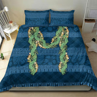 Hawai'i Paniolo Maile Twisted Lei Bedding Set Cobalt Blue LT7 - Polynesian Pride