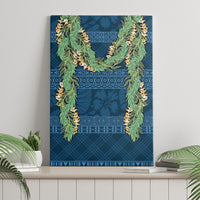 Hawai'i Paniolo Maile Twisted Lei Canvas Wall Art Cobalt Blue LT7 - Polynesian Pride