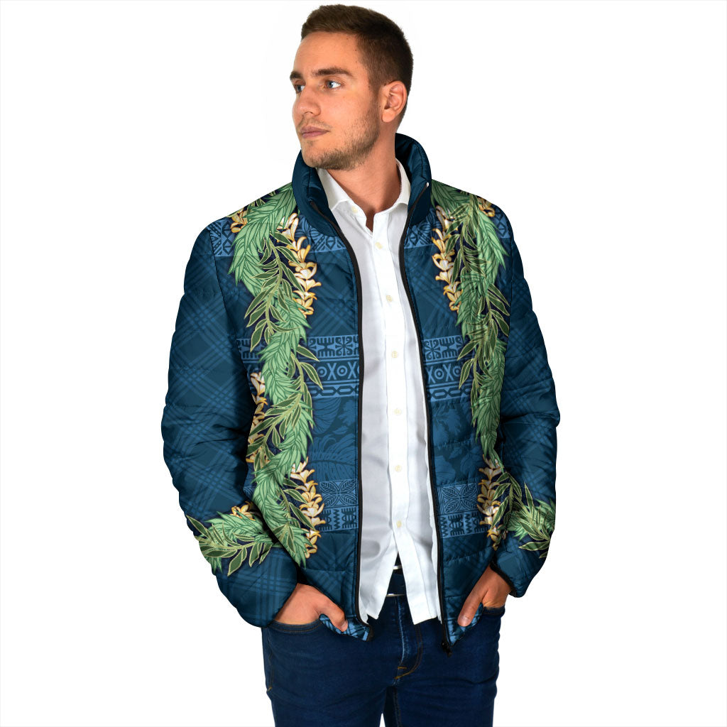 Hawai'i Paniolo Maile Twisted Lei Padded Jacket Cobalt Blue LT7 - Polynesian Pride