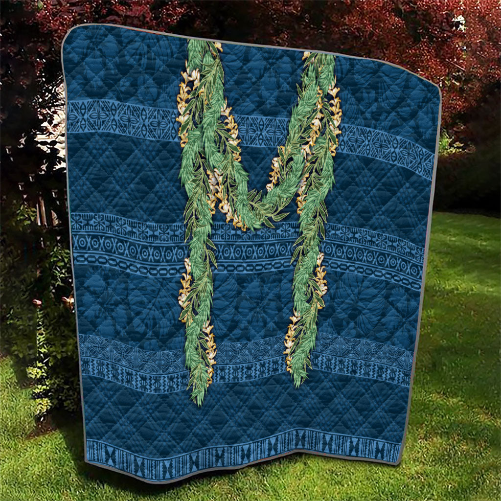 Hawai'i Paniolo Maile Twisted Lei Quilt Cobalt Blue LT7 - Polynesian Pride