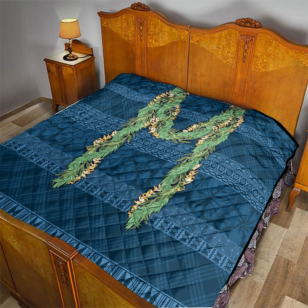 Hawai'i Paniolo Maile Twisted Lei Quilt Cobalt Blue LT7 - Polynesian Pride