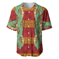 Hawai'i Paniolo Maile Twisted Lei Baseball Jersey Hilo Royal Red LT7 Red - Polynesian Pride