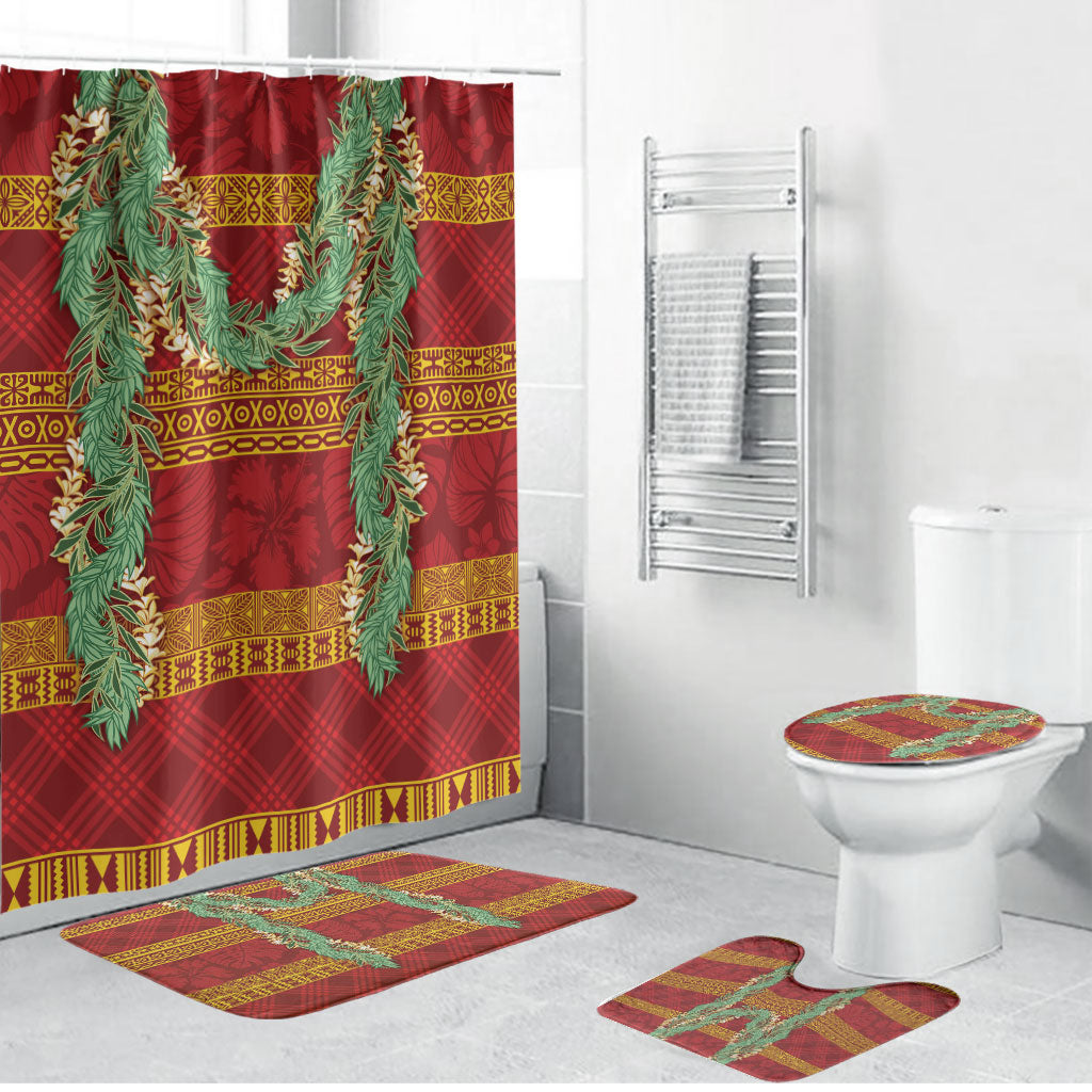 Hawai'i Paniolo Maile Twisted Lei Bathroom Set Hilo Royal Red LT7 Bathroom Set (4 pcs) Red - Polynesian Pride