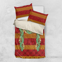 Hawai'i Paniolo Maile Twisted Lei Bedding Set Hilo Royal Red LT7 US Twin 172cm x 218cm Red - Polynesian Pride