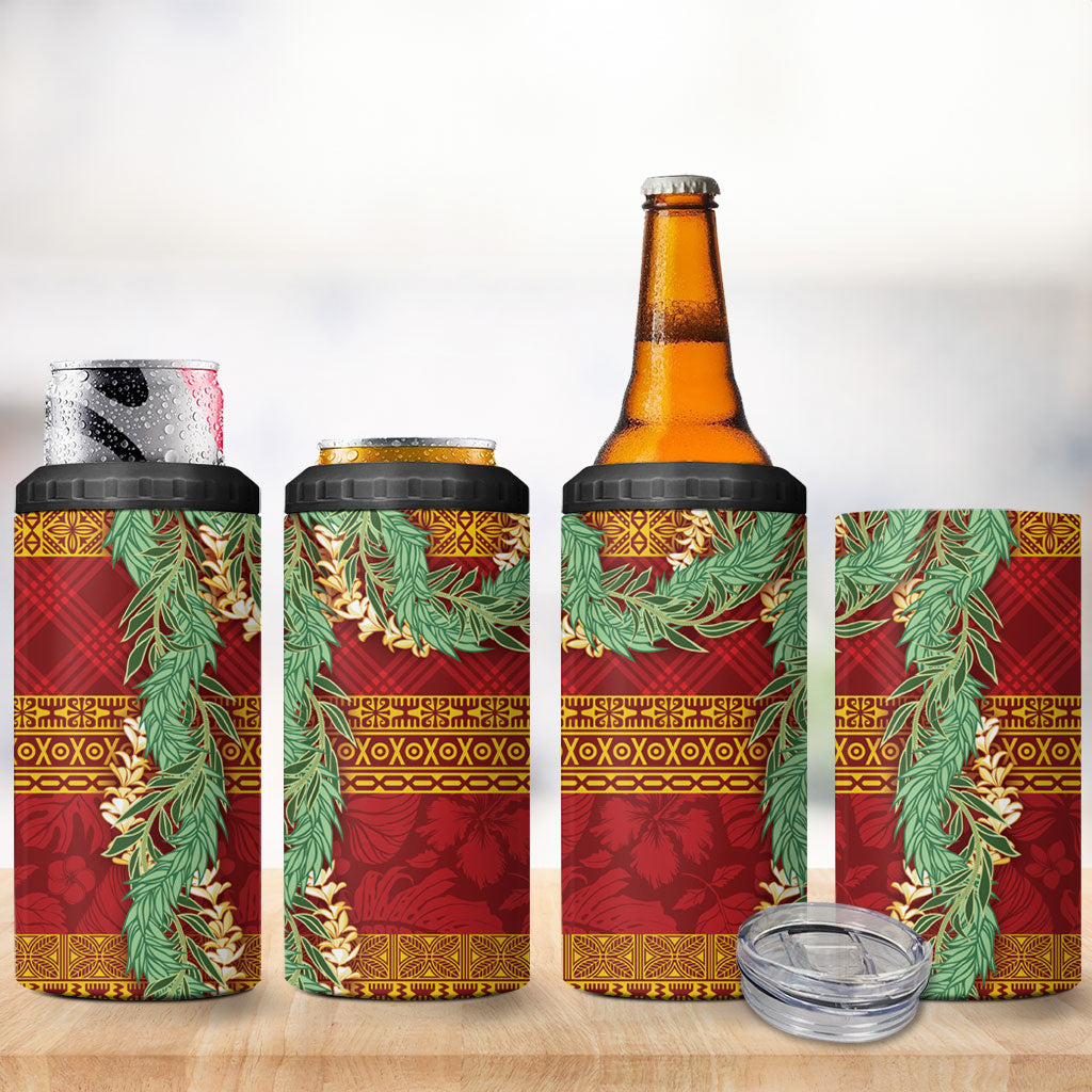 Hawai'i Paniolo Maile Twisted Lei 4 in 1 Can Cooler Tumbler Hilo Royal Red LT7 - Polynesian Pride