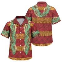 Hawai'i Paniolo Maile Twisted Lei Family Matching Summer Maxi Dress and Hawaiian Shirt Hilo Royal Red LT7 Son's Shirt Red - Polynesian Pride