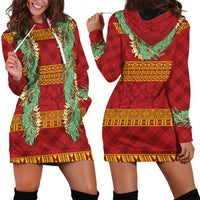 Hawai'i Paniolo Maile Twisted Lei Hoodie Dress Hilo Royal Red LT7 - Polynesian Pride