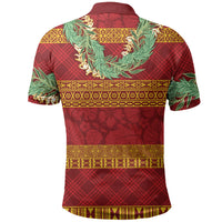Hawai'i Paniolo Maile Twisted Lei Polo Shirt Hilo Royal Red LT7 - Polynesian Pride