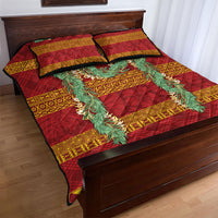 Hawai'i Paniolo Maile Twisted Lei Quilt Bed Set Hilo Royal Red LT7 - Polynesian Pride