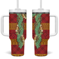 Hawai'i Paniolo Maile Twisted Lei Tumbler With Handle Hilo Royal Red LT7 One Size: 40 oz Red - Polynesian Pride