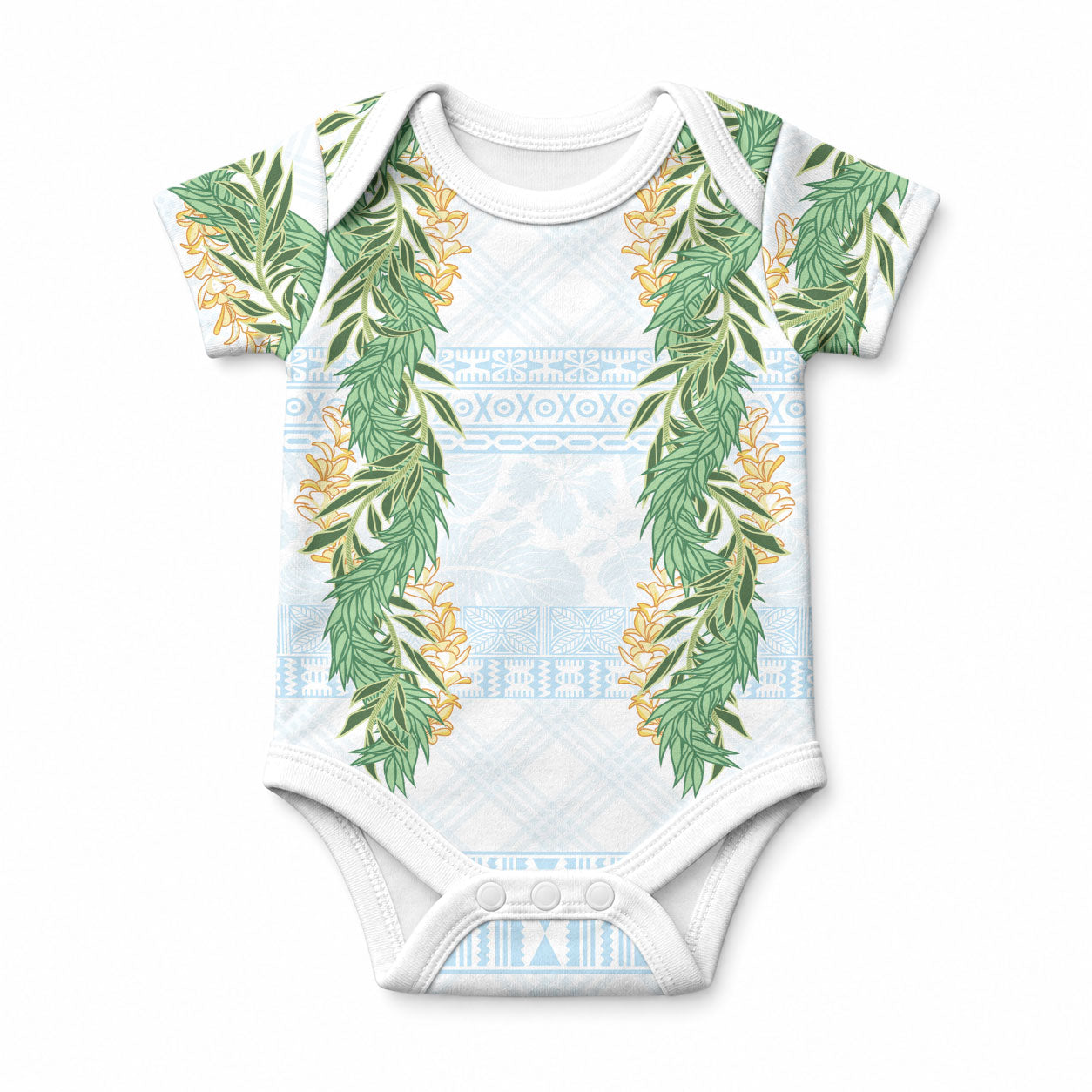 Hawai'i Paniolo Maile Twisted Lei Baby Onesie Winter White