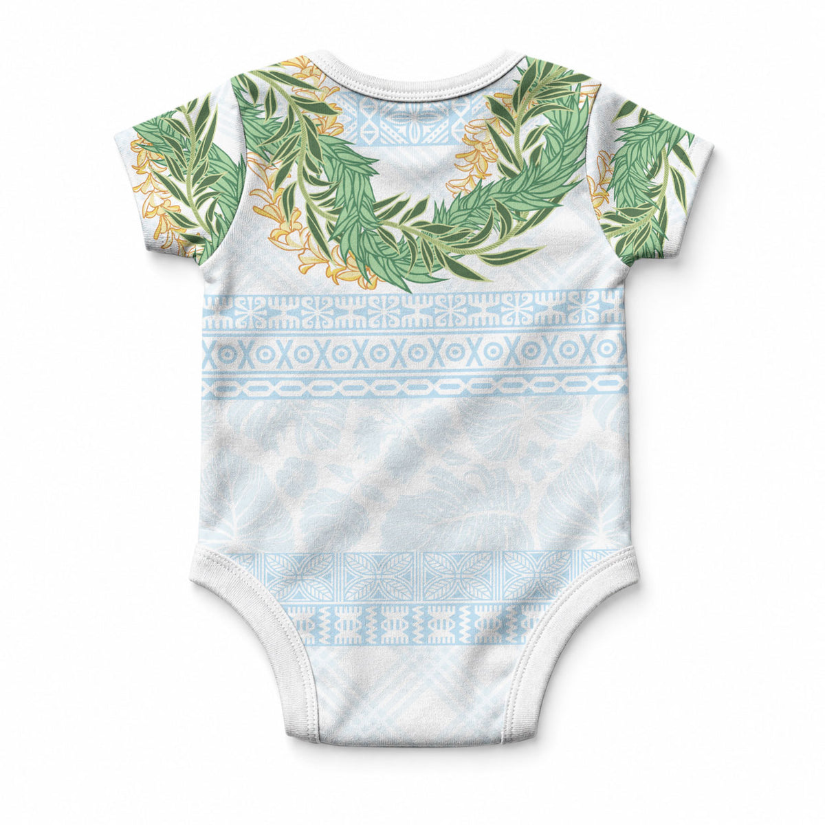 Hawai'i Paniolo Maile Twisted Lei Baby Onesie Winter White