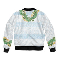 Hawai'i Paniolo Maile Twisted Lei Bomber Jacket Winter White LT7 - Polynesian Pride