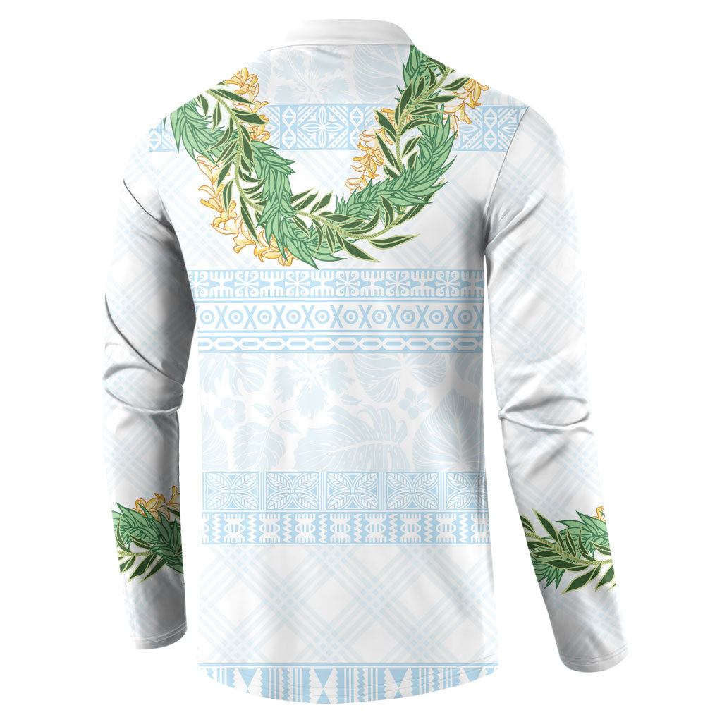 Hawai'i Paniolo Maile Twisted Lei Button Sweatshirt Winter White LT7 - Polynesian Pride